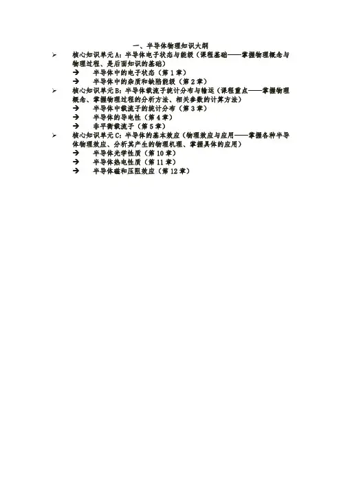 半导体物理知识点总结(最新最全)
