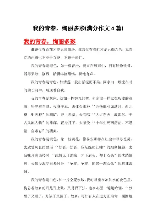 我的青春,绚丽多彩(满分作文4篇)