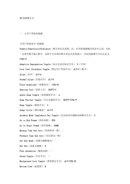 3DCAD快捷键大全_经常使用快捷键汇总