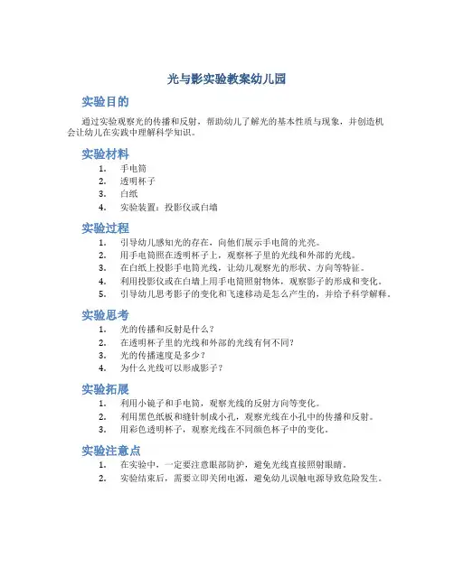 光与影实验教案幼儿园