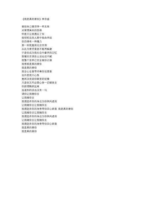 李宗盛《我是真的爱你》歌词