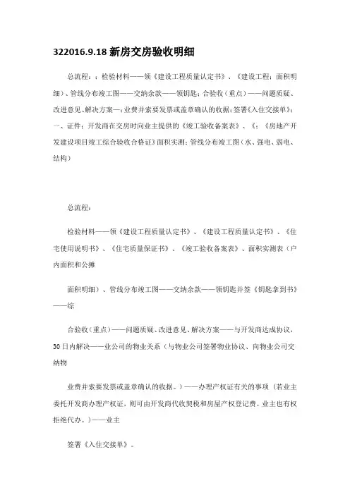 新房交房验收明细