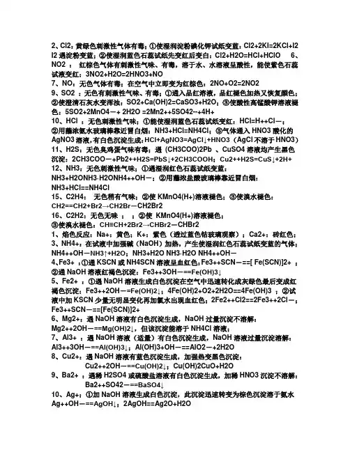 (完整版)高中化学物质的检验大全
