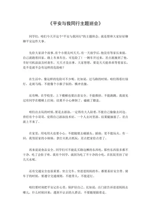 平安与我同行主题班会
