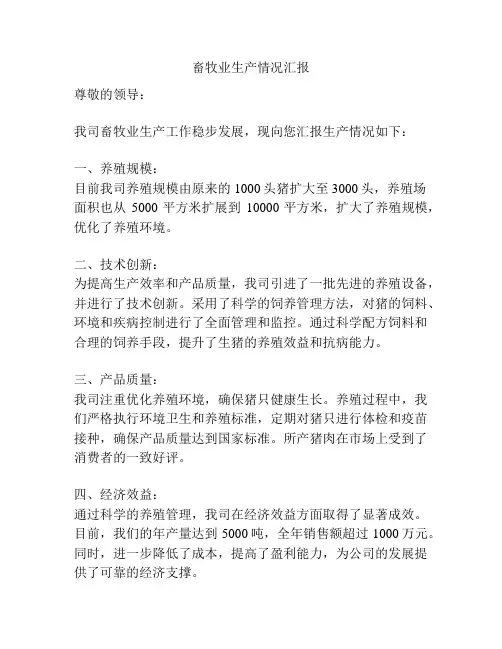 畜牧业生产情况汇报