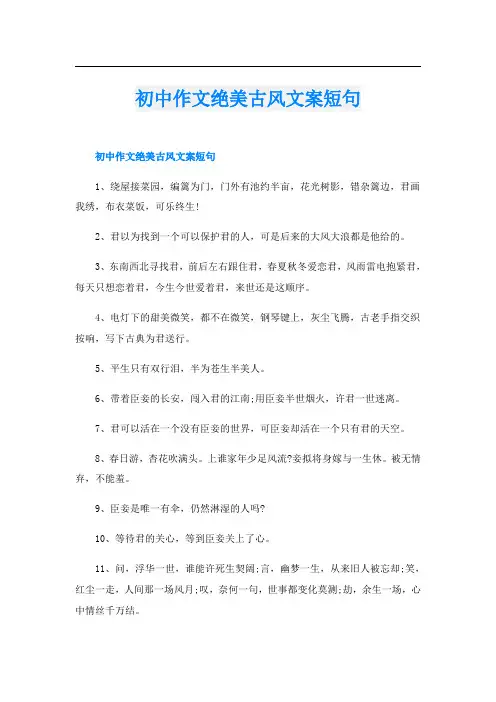 初中作文绝美古风文案短句