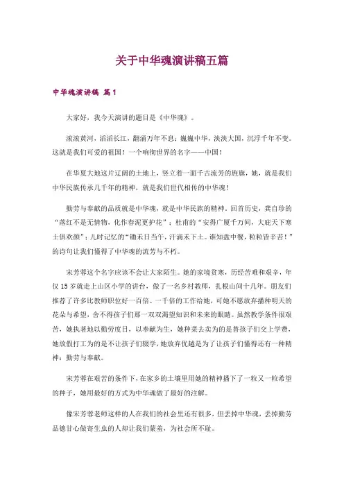关于中华魂演讲稿五篇_1