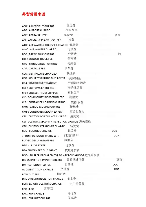 外贸各种费用英文缩写.方案