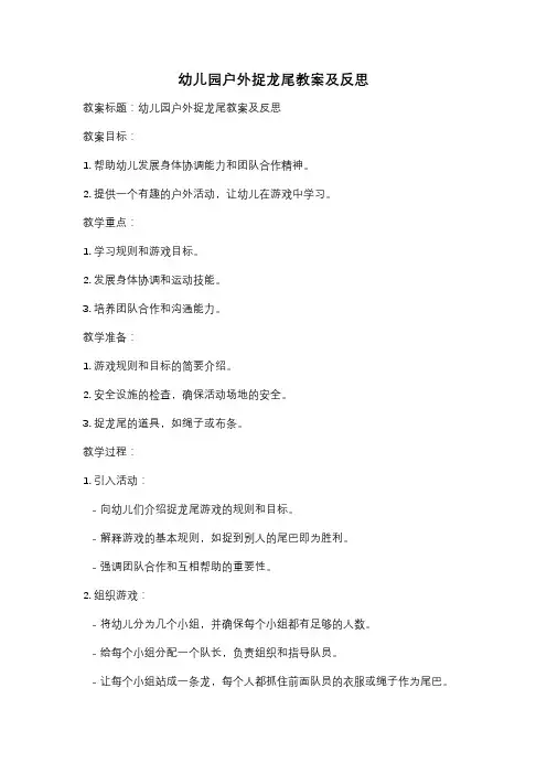 幼儿园户外捉龙尾教案及反思
