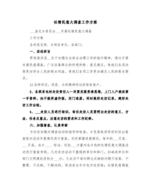 社情民意大调查工作方案(二篇)