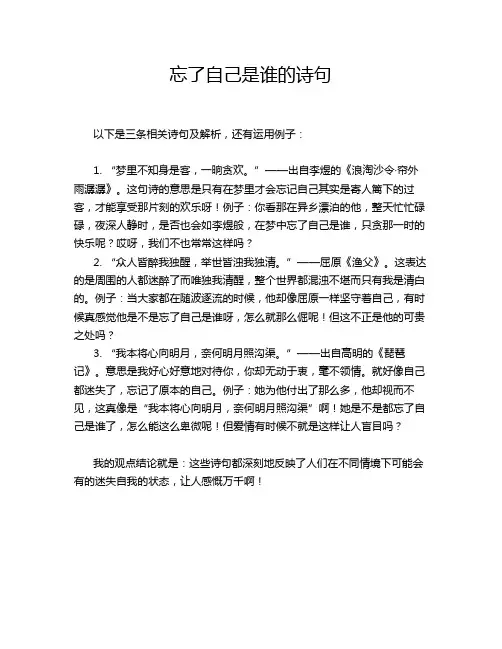 忘了自己是谁的诗句