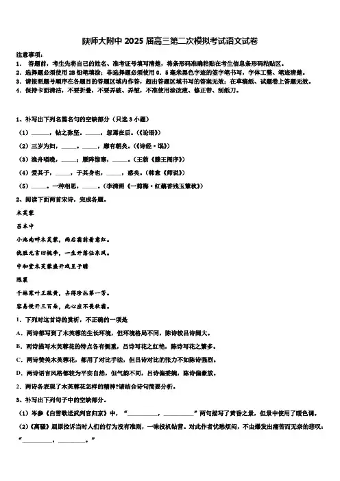 陕师大附中2025届高三第二次模拟考试语文试卷含解析