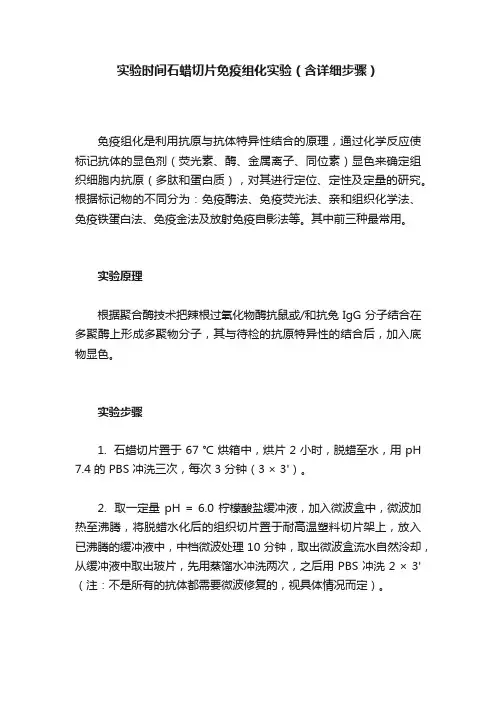 实验时间石蜡切片免疫组化实验（含详细步骤）