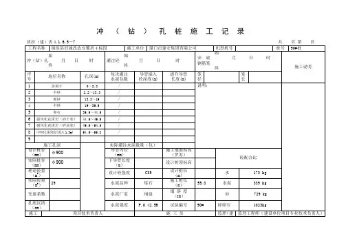 冲钻孔桩施工记录