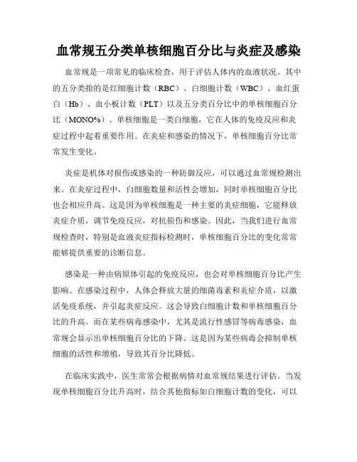 血常规五分类单核细胞百分比与炎症及感染
