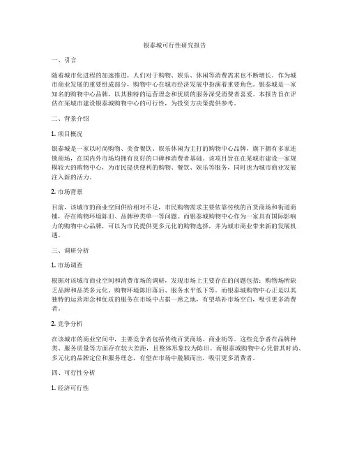 银泰城可行性研究报告