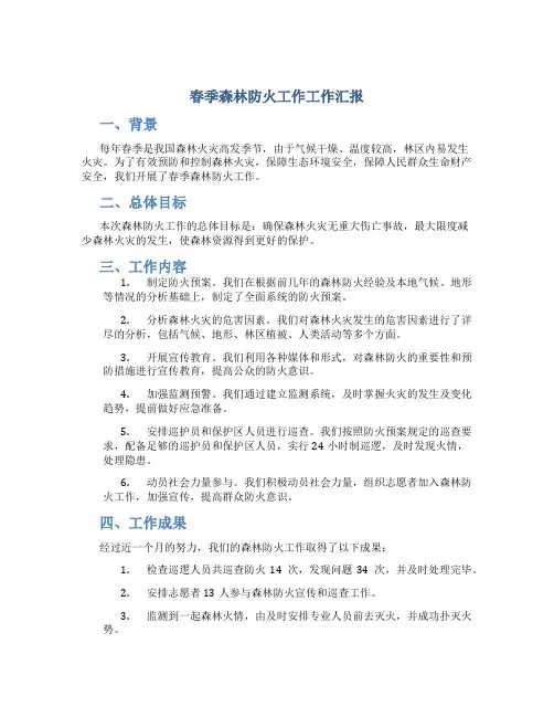 春季森林防火工作工作汇报