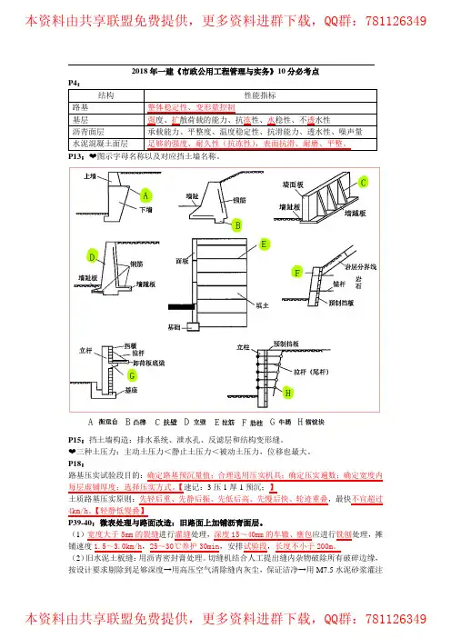 2018一建市政-10分必考点