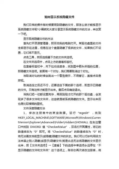 如何显示系统隐藏文件