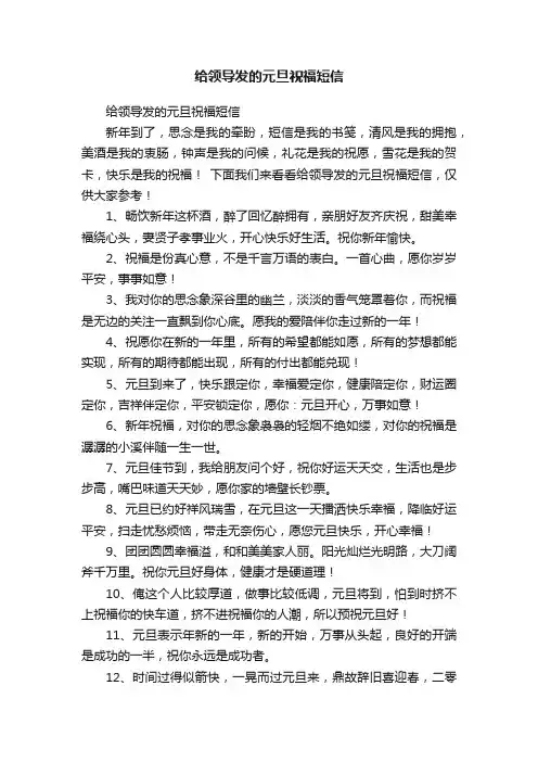 给领导发的元旦祝福短信