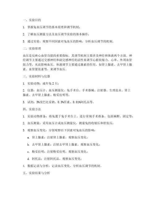 兔血压调节实验报告