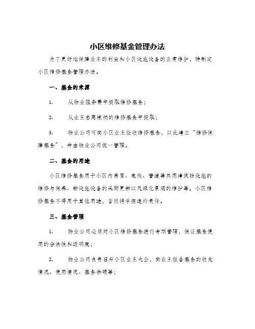 2024年小区维修基金管理办法