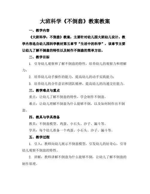 大班科学《不倒翁》教案教案