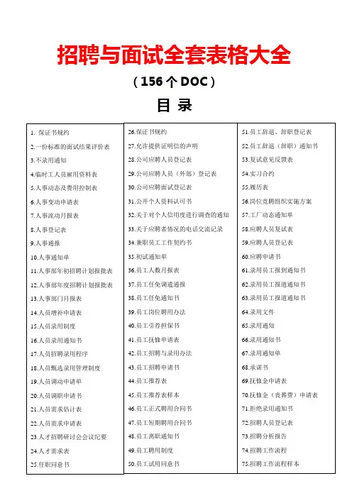 招聘与面试全套表格大全 超级工具 拿来即用