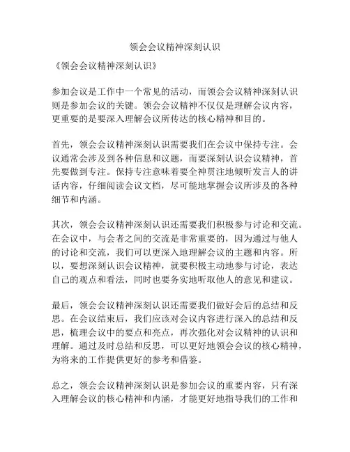 领会会议精神深刻认识