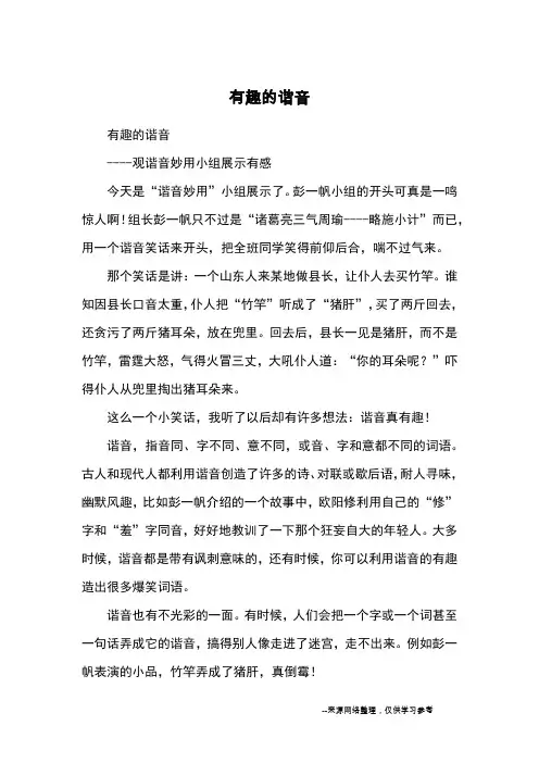 有趣的谐音_读后感
