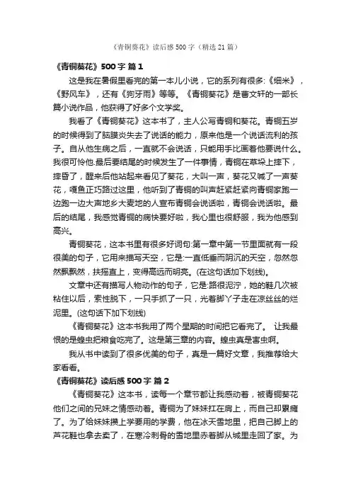 《青铜葵花》读后感500字（精选21篇）