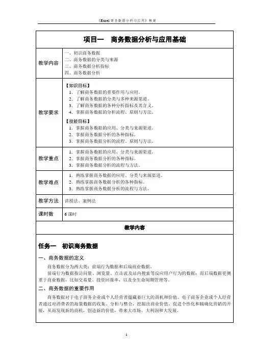 Excel商务数据分析与应用教案