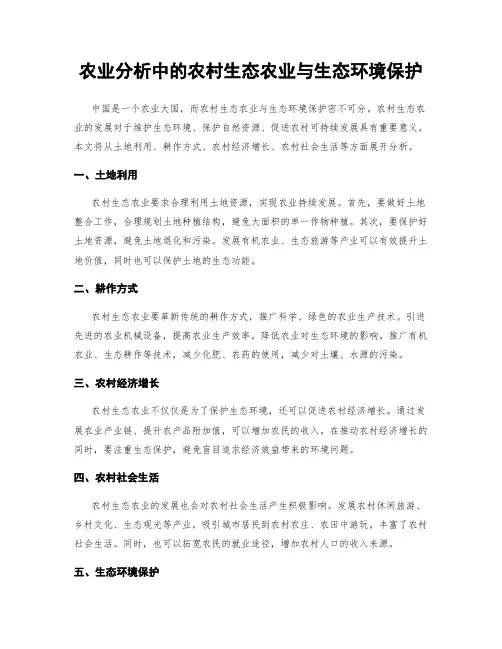 农业分析中的农村生态农业与生态环境保护