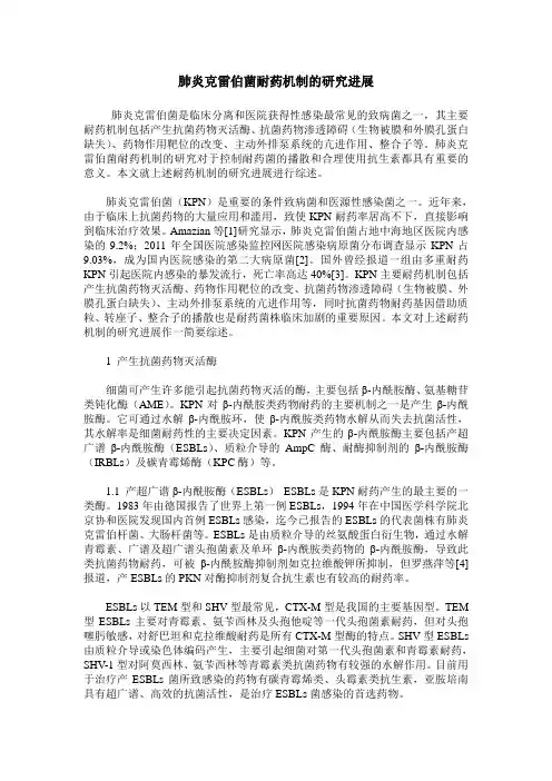 肺炎克雷伯菌耐药机制的研究进展