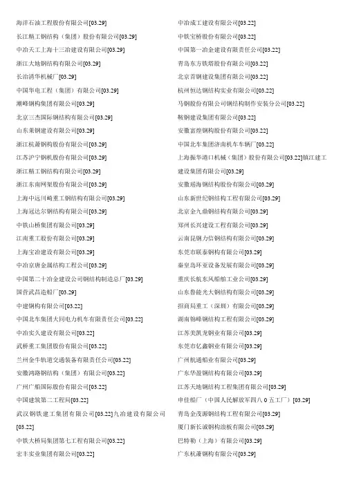 钢结构制造资质企业名单