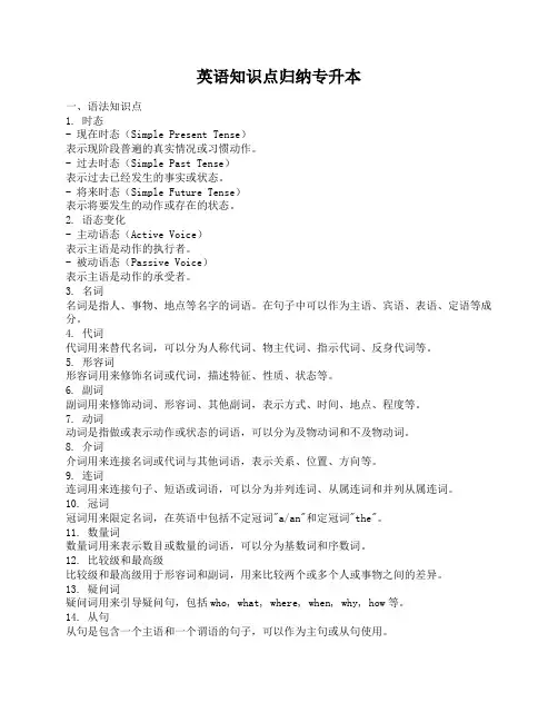 英语知识点归纳专升本