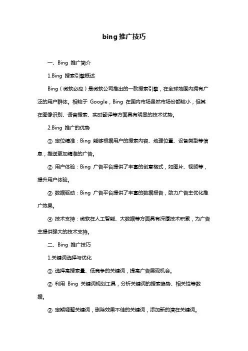 bing推广技巧