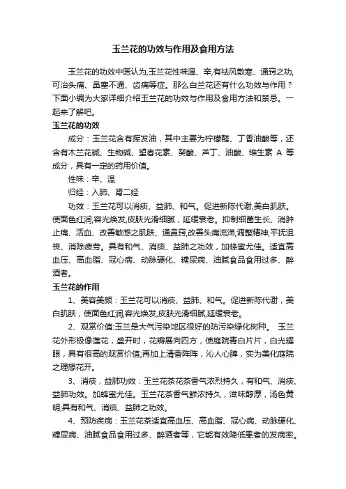 玉兰花的功效与作用及食用方法