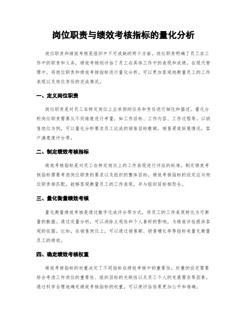 岗位职责与绩效考核指标的量化分析