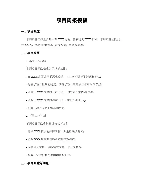 项目周报模板