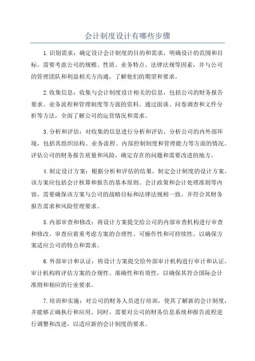 会计制度设计有哪些步骤