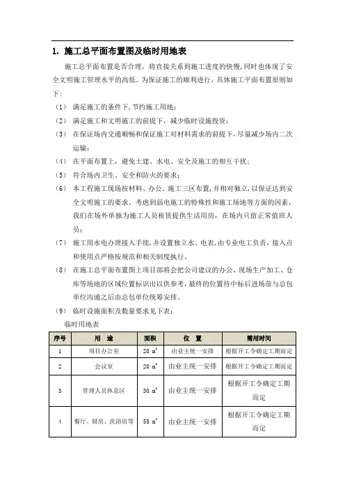 施工总平面布置图及临时用地表