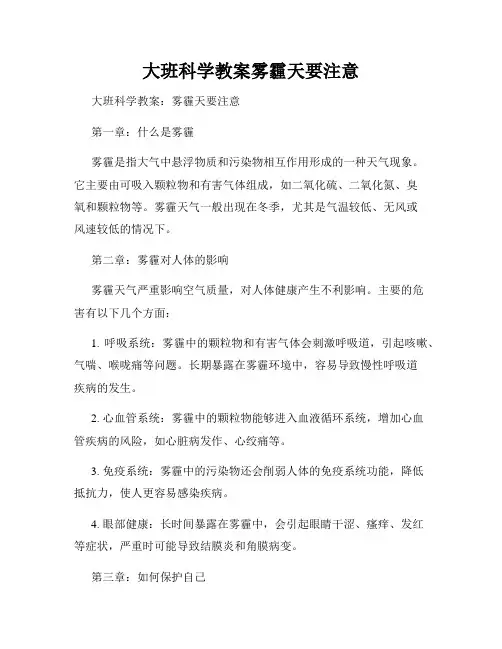 大班科学教案雾霾天要注意