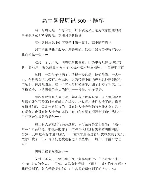 高中暑假周记500字随笔