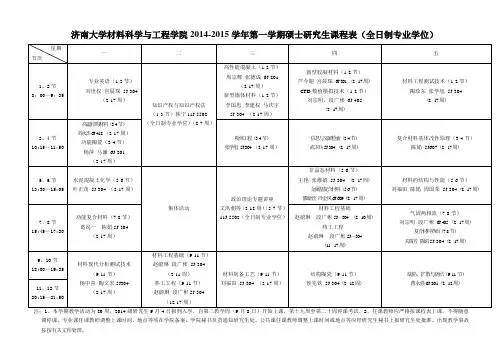 济南大学材料科学与工程学院2014-2015学年第一学期硕士研