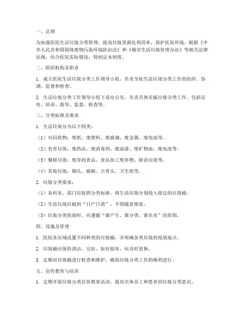 医院垃圾分类工作管理制度