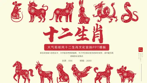 剪纸风十二生肖文化宣传PPT