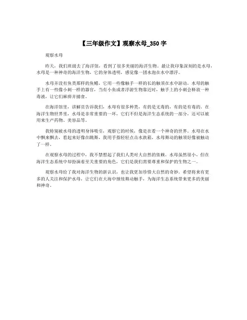 【三年级作文】观察水母_350字
