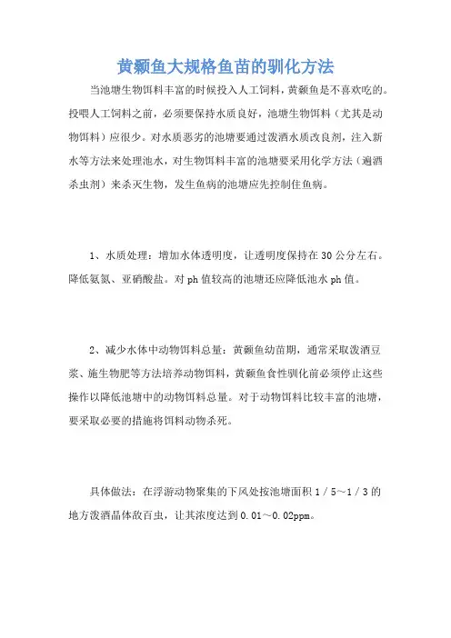 黄颡鱼大规格鱼苗的驯化方法