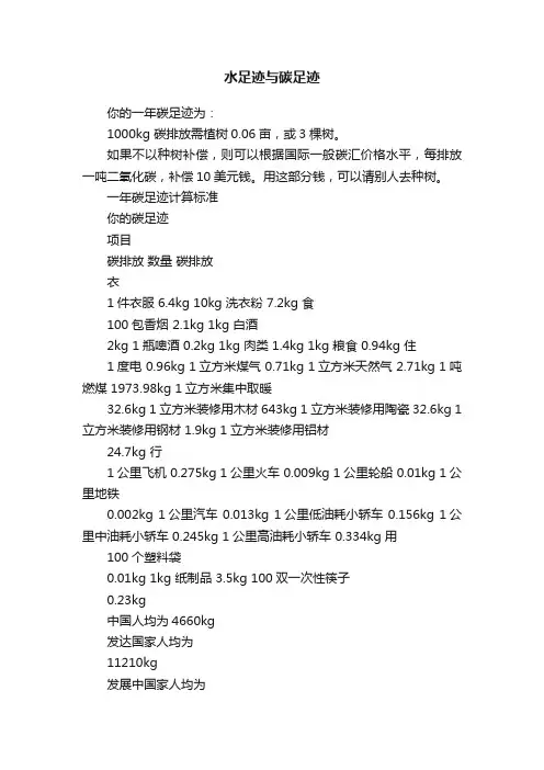 水足迹与碳足迹